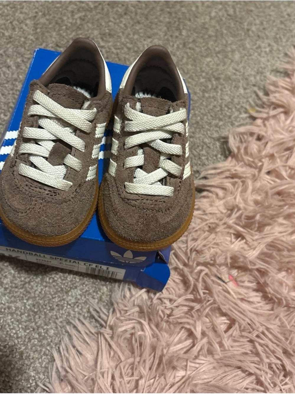 adidas Kids Suede Sneakers in Brown with White Stripes